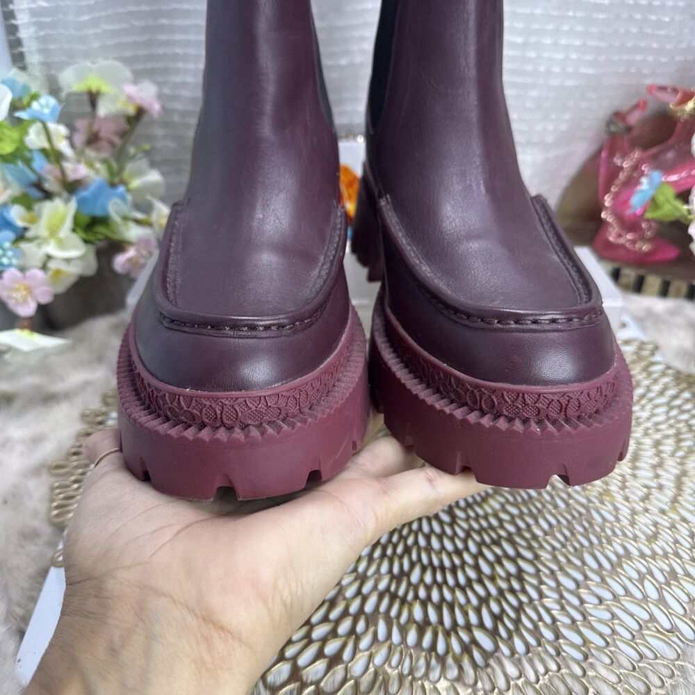 (F2)Coach Joey Bootie Leather Women’s DARK CRANBERRY,Size 9.5 B/40 MSRP: $275.00 - Picture 5 of 16